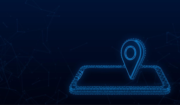Pin smartphone in 3d style. Vector illustration map. Place symbol. Delivery service. Travel concept