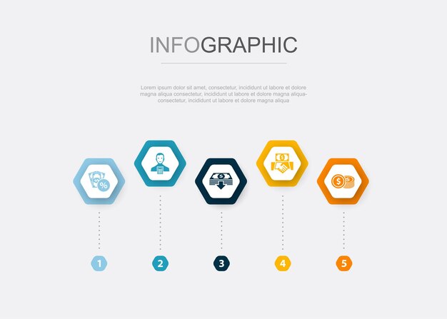 Pine cone wind pumpkin mushroom boots icons Infographic design template Creative concept with 5 steps