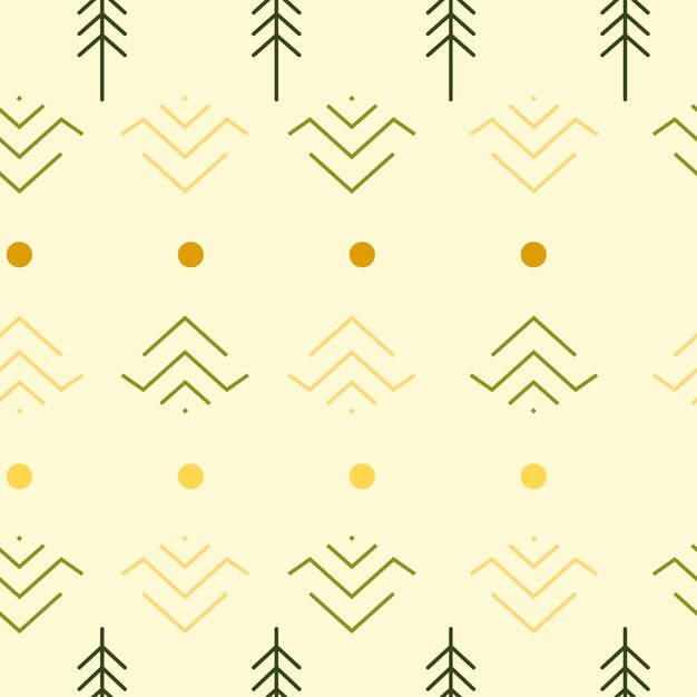 pine trees ornament repeat pattern design handdrawn background scandinavian pattern