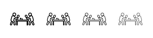 Pingpong table tennis icon Outline sign symbol set