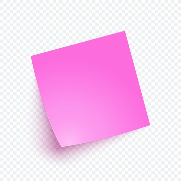 pink note paper with shadow, sticker note for reminding, list, info. 