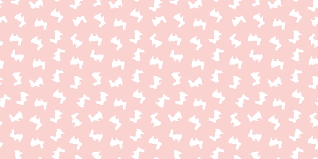 Pink seamless banner with white rabbits