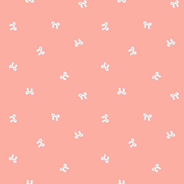 Pink seamless pattern with white cute bow