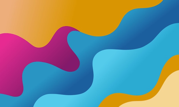 PinkBlueWhiteYellow Gradient Color Liquid Wave Abstract Background vector and illustration