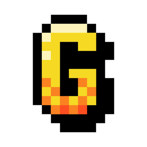 pixel 8 bit uppercase letter g as font and alphabet vector illustration alphabetical character from typeset