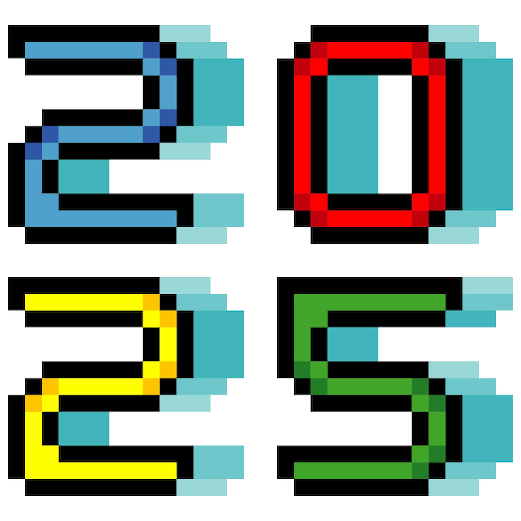 Vektör pixel art 2025 for new year