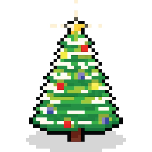 Pixel art cartoon christmas tree icon 2