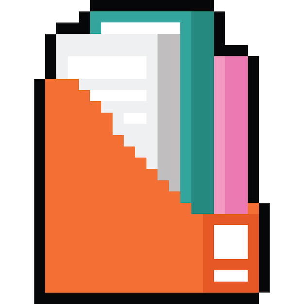 Pixel art document storage book icon