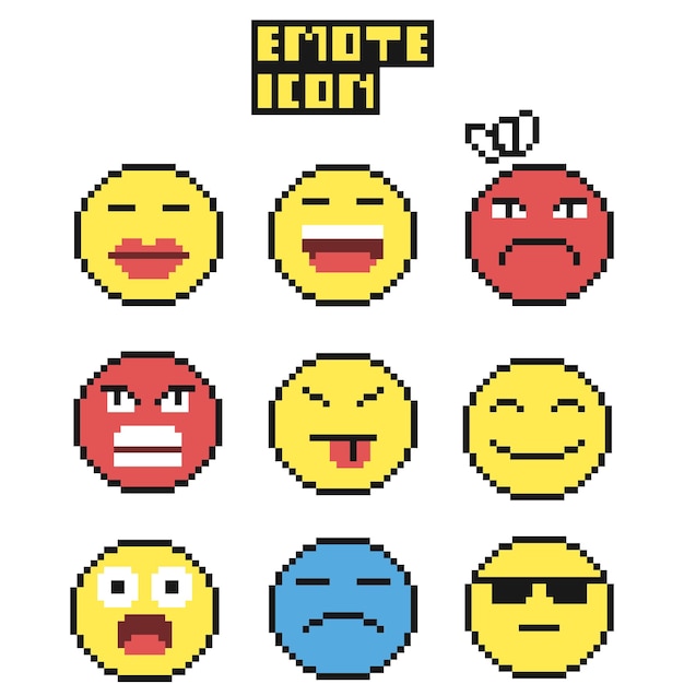 pixel art emoticon set