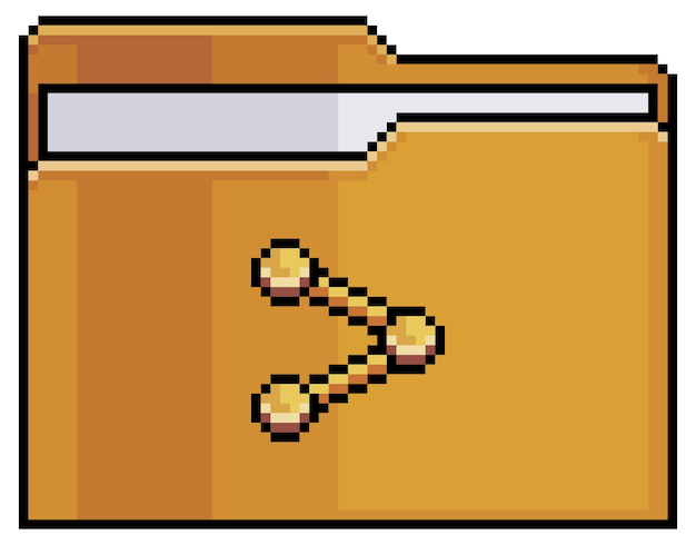 pixel art folder with share icon vector icon for 8bit game on white background