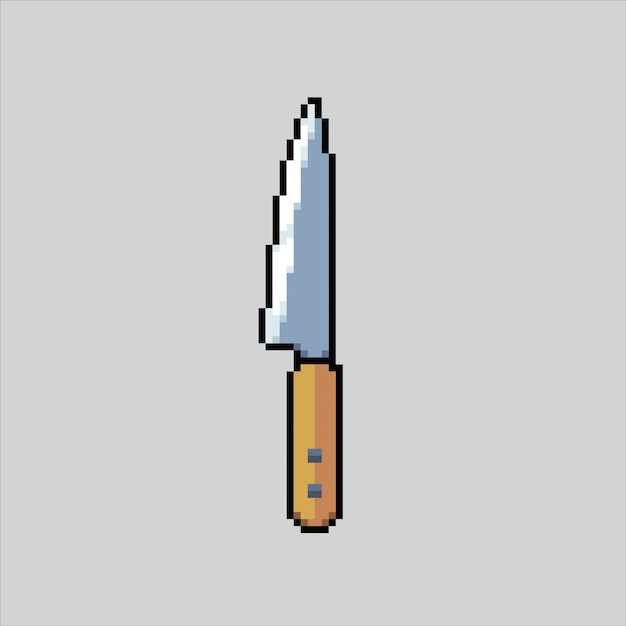 Pixel art illustration Kitchen Knife Pixelated knife Kitchen knife pixelated for the game