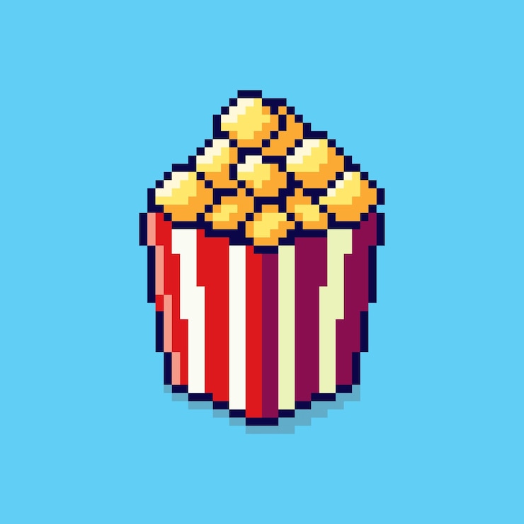 Vektör pixel art popcorn game asset design