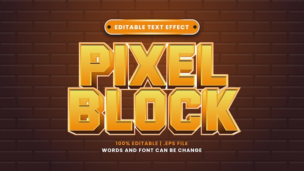 pixel block editable text effect in modern 3d style