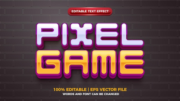 Pixel game 3d cartoon editable text effect