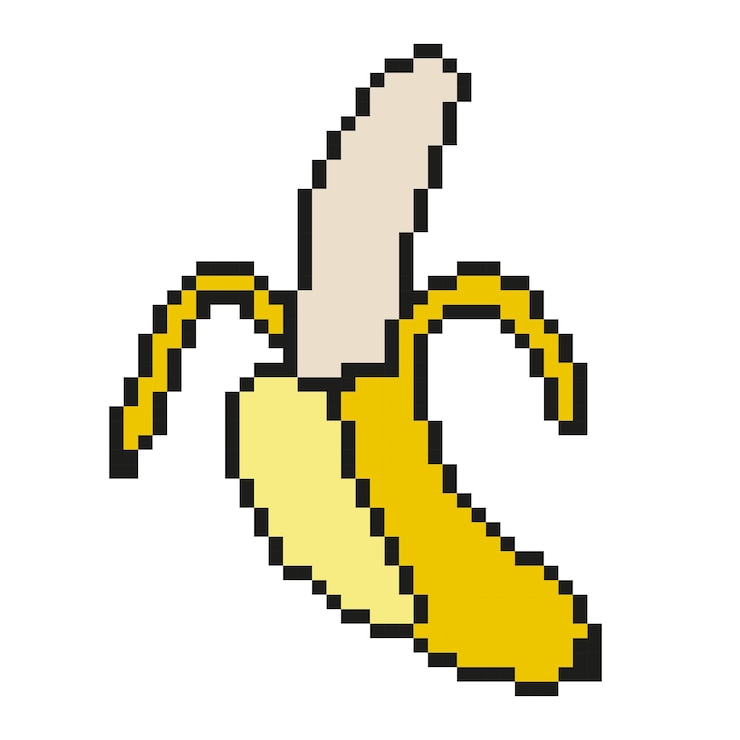 Vektör pixel graphic banana vector illustration isolated on white backgroundbanana fruit pixelated