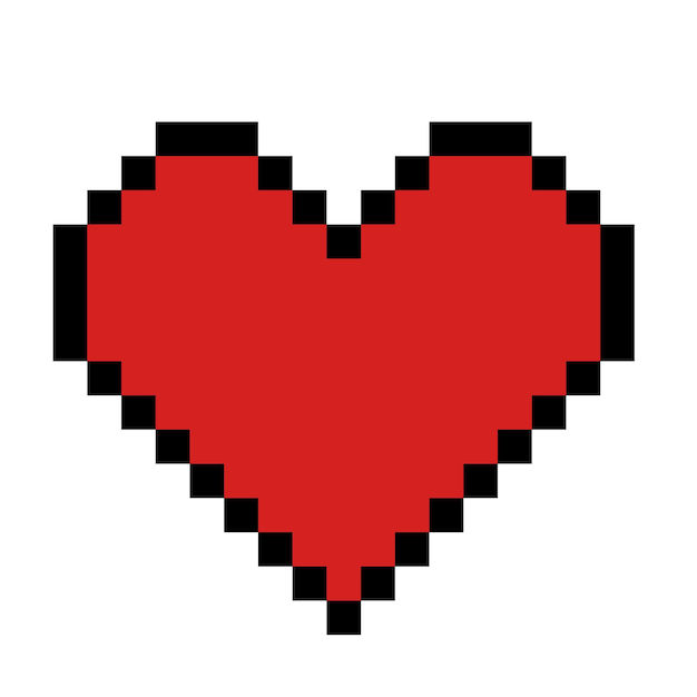 Pixel red heart Vector illustration