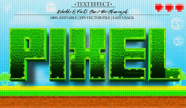 pixel vector text effect editable alphabet game arcade play retro