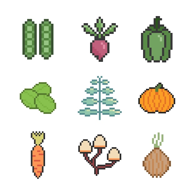 Pixelated Assortment of Fresh Vegetables