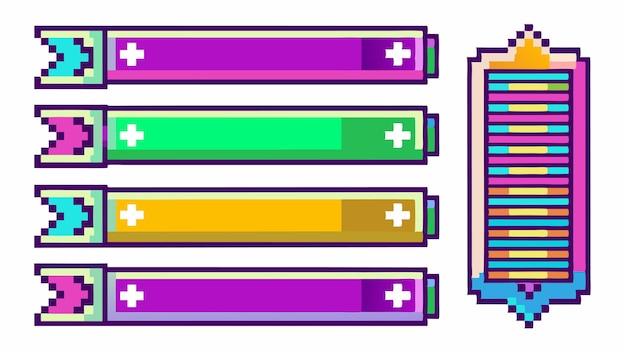Pixelated Banner Set Grunge Header amp Footer Rectangles with Digital Edges Vector Style