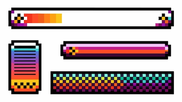 Pixelated Banner Set Grunge Header amp Footer Rectangles with Digital Edges Vector Style