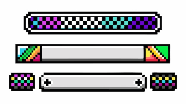 Pixelated Banner Set Grunge Header amp Footer Rectangles with Digital Edges Vector Style