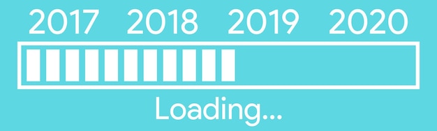 Pixelated progress bar year 2018 to 2019 loading vector illustration