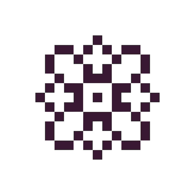Pixelated Purple Flower Design