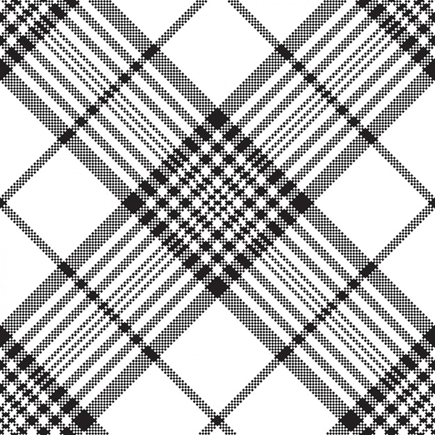 Pixels black and white check plaid seamless pattern