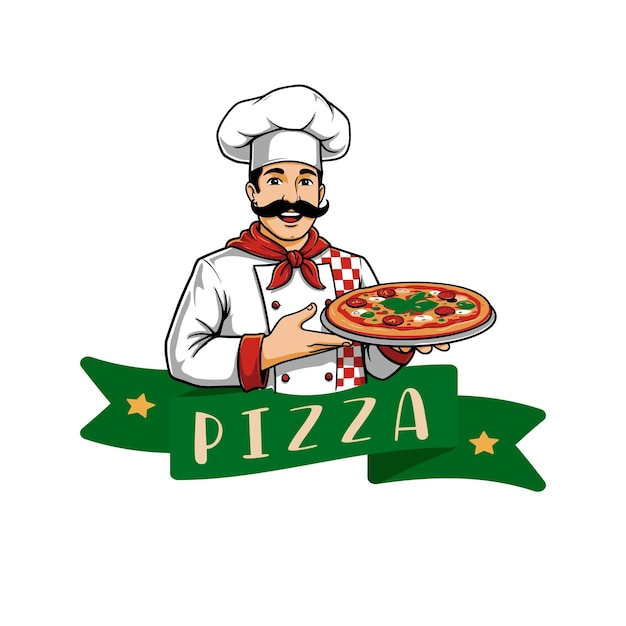Pizza logo It is a suitable logo for pizza shops that offer delivery service Editable logo template