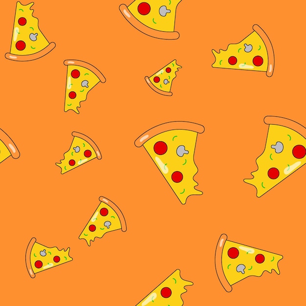 Pizza piece seamless pattern Vector background for design