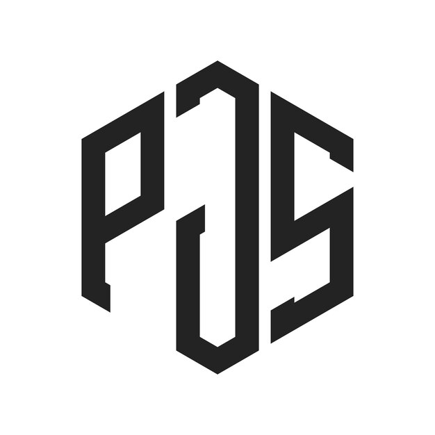 pjs logo design initial letter pjs monogram logo using hexagon shape