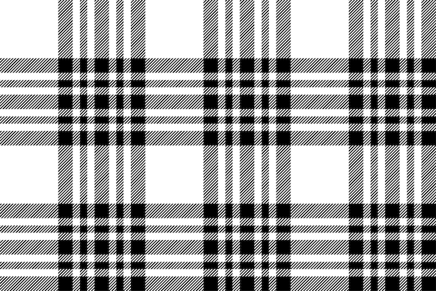 plaid background check seamless pattern in black and white vector fabric texture for textile print wrapping paper gift card wallpaper flat design