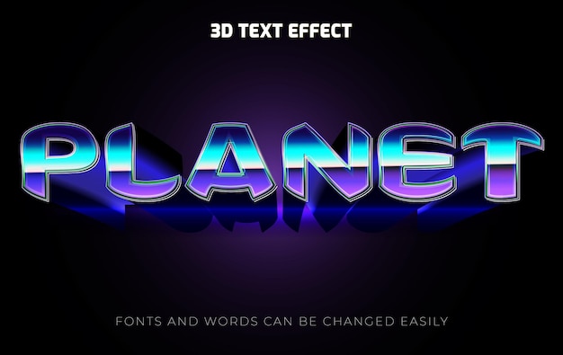 Planet 3d editable text effect style