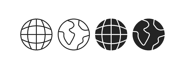 Planet spheres icons Silhouette set of spheres for design planet icons Vector icons