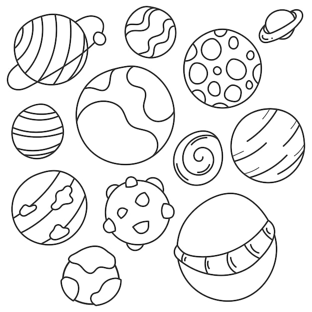 Planets pattern background Hand Draw Vector