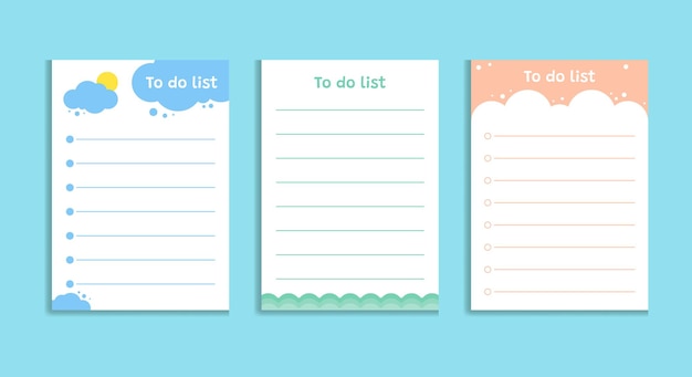 Planner template with cloud theme