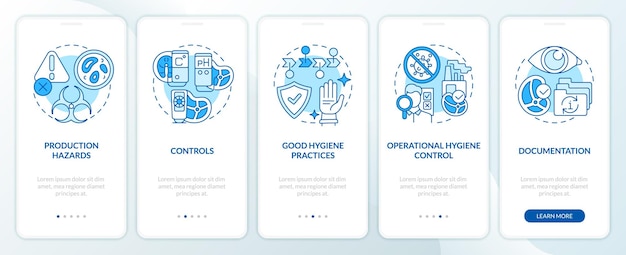 Planning approach to HACCP blue onboarding mobile app screen