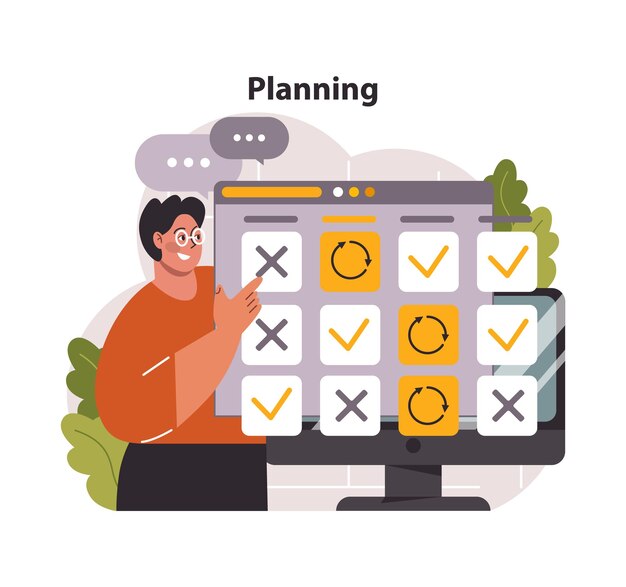 planning concept man interacting with a digital calendar scheduling tasks marking deadlines and