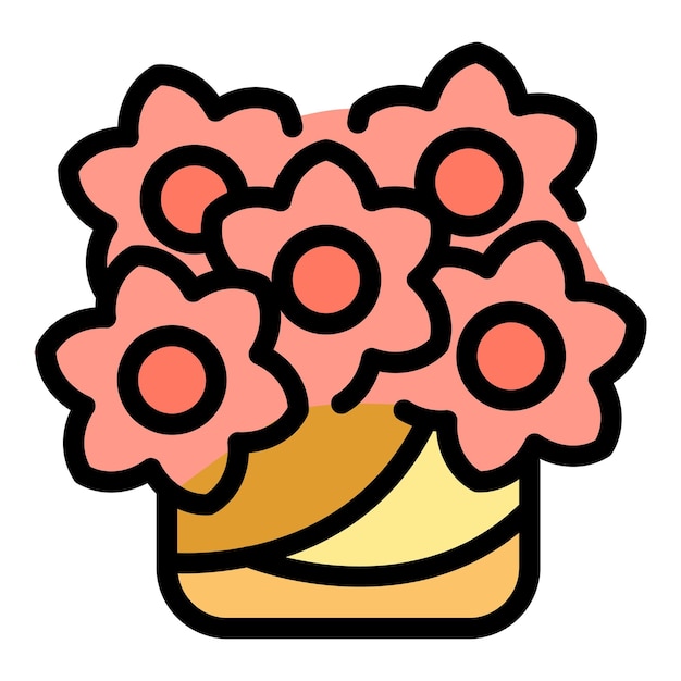 Plant flower bouquet icon Outline Plant flower bouquet vector icon for web design isolated on white background color flat