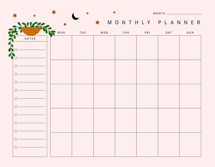 Plant Monthly Planner Template in Vector