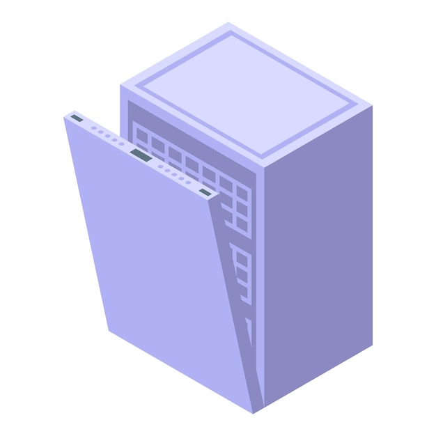 Plastic dishwasher icon isometric vector Kitchen repair Broken machine