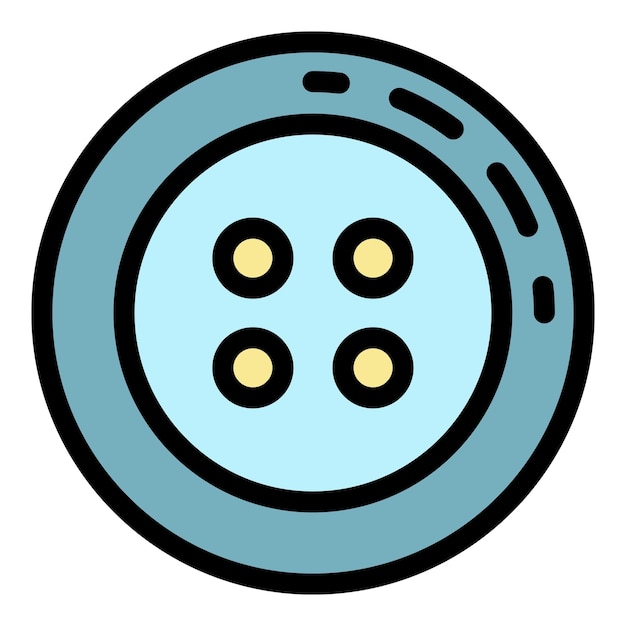 plastic sewing button icon outline plastic sewing button vector icon color flat isolated