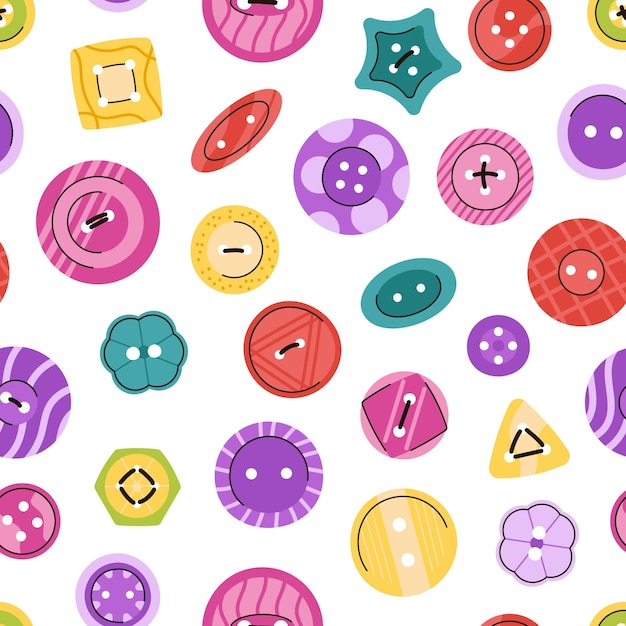 plastic sewing buttons seamless pattern button fashion textile print design pins for clothes and pants trendy abstract colorful decent vector background