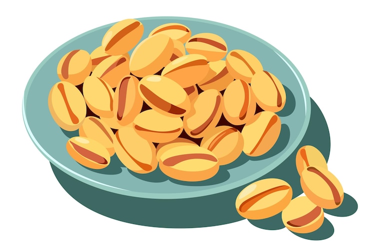 Vektör plate with pistachios vector isolated illustration