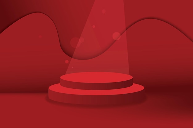 Platform podium or stage in red. background illustration.