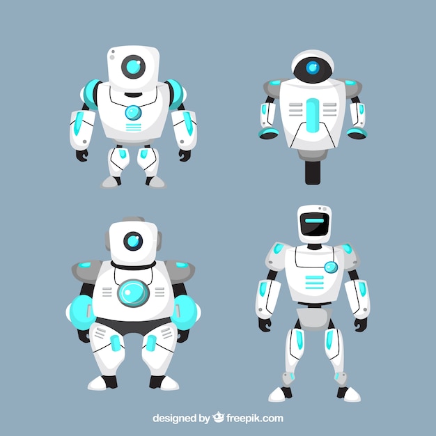 Platt design, robotsamling av karaktärer