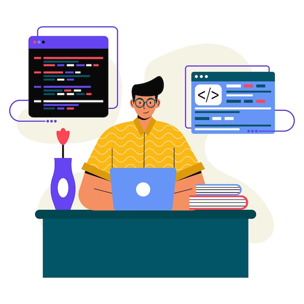 Platt illustration av programmerare