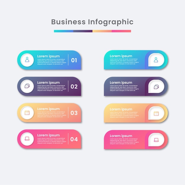 Platt tabell med steg – infografikmall för företag