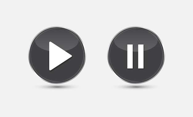 play and pause button media player control icon isolated on white background vector illustration