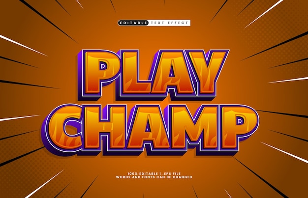 play champ editable text effect with a kids and hero text style